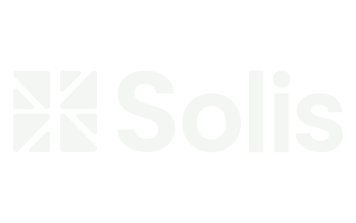 Solis logo on dark green background
